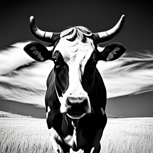 black and white, cow, acid, psychedelic, surrealism, cartoon, pop art