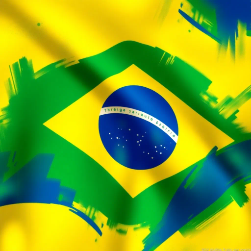 Brazilian flag, vibrant colors, modern digital interpretation, geometric shapes, vivid green, deep yellow, midnight blue, iconic symbolism, cultural pride, Henri Matisse influence, abstract representation, energy and movement, tropical essence, contemporary twist, luminosity, dynamic composition, national identity, artistic expression, unity and diversity, celebration of heritage, bold contrasts, visual impact, conceptual artistry, emotive design