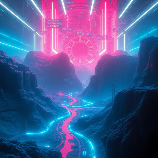 virtual reality, immersive worlds, futuristic landscapes, neon glow, vibrant holograms, cybernetic elements, surreal environments, digital canvas, virtual realms, conceptual artistry, Philip K. Dick influence, William Gibson inspired, high-tech utopia, interactive experience, dynamic lighting, vivid contrasts, advanced technology, speculative fiction, augmented reality aesthetics, spatial depth, virtual presence, cyberpunk vision, modern digital palettes, synthetic textures, imaginative storytelling