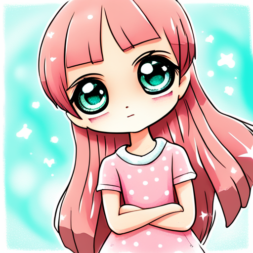 kawaii, chibi, adorable, manga, pastel colors, sparkles, big eyes, soft shading