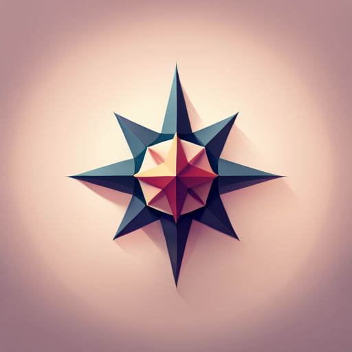 Minimalistic, polygonal shapes with subtle use of compasses and navigation icons. Bold use of geometry and North Star symbolism. Emphasis on simplicity and detail reduction. Inspiration drawn from minimalist artists and low-poly 3D modeling techniques.