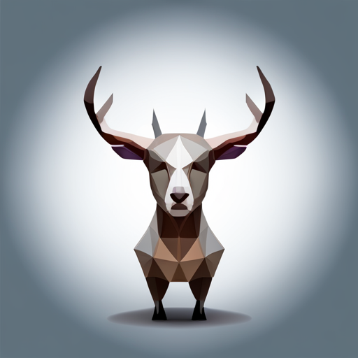 abstract, vector, low-poly, small, goat, antlers, robot