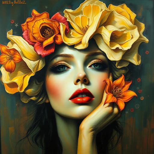 romantic sensuality, chiaroscuro lighting, vivid hues, flowing lines, emotional depth, intimate setting, Gustav Klimt influences, rich textures, human form, warm ambiance, baroque compositions, provocative aesthetic, seductive elegance, delicate forms, renaissance echoes, passionate expression, lush brushstrokes, dynamic movement, dreamlike atmosphere, contemporary flair, evocative symbolism, narrative quality, intimate portraiture, sensuous allure, timeless romance, intricate ornamentation, visual poetry, dramatic shadows