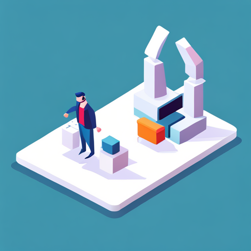 isometric, plastic, robot, app, sunglasses, white background, minimalist, 3D modeling, low-poly, geometric shapes