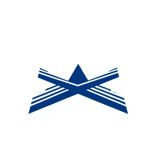 bold letter M, parallel strokes, tapering structure, upward hierarchy, indigo blue, geometric precision, vector design, minimalist aesthetic, structural elegance, balance and symmetry, clean composition, white background, modernist influences, Bauhaus geometry, minimal lines, disciplined form, artistic clarity, abstract expression, Kandinsky inspiration, harmonious contrast, flat color fields, innovative typographic elements, Swiss design principles, mid-century modern vibes