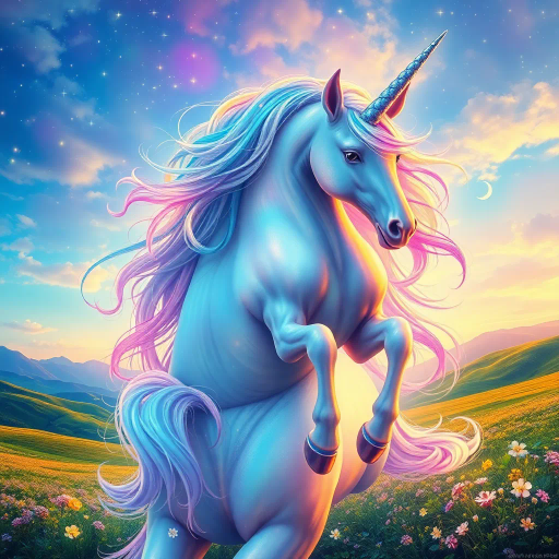 ethereal unicorn, mythical creature, vibrant colors, iridescent hues, shimmering mane, surreal landscape, dreamlike quality, Gustav Klimt influences, whimsical fantasy, soft ambient lighting, magical aura, enchanting glow, prismatic effects, imaginative scene, otherworldly atmosphere, mystical realism, allegorical symbology, delicate grace, mythical allure, fantastical realm