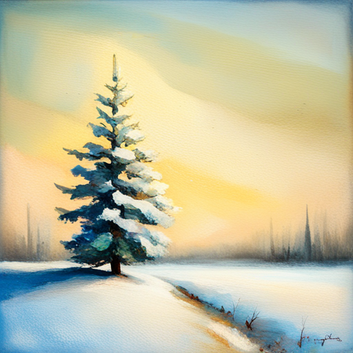 Christmas tree, white background, textured canvas, oil, vintage