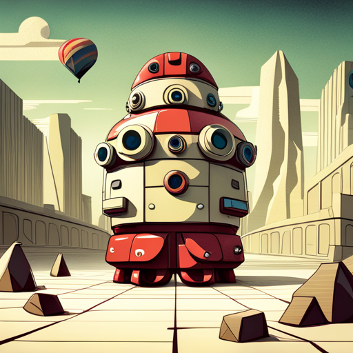 cute, robot, front-facing view, geometric shapes, small scale, rubber material, low detail