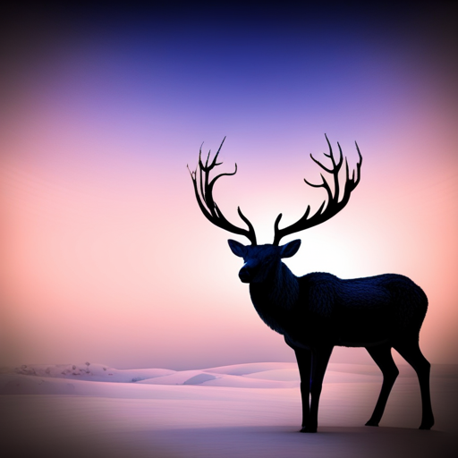 mystical, enchanted, mythical creature, winter, Christmas, animal, deer, antlers, snow, forest, magical, ethereal, folklore, Nordic, reindeer, sleigh, Santa Claus, holiday, wonder, beauty, nature, adventure, fantasy