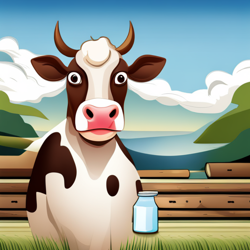 black and white cow, cartoon, milk bottle