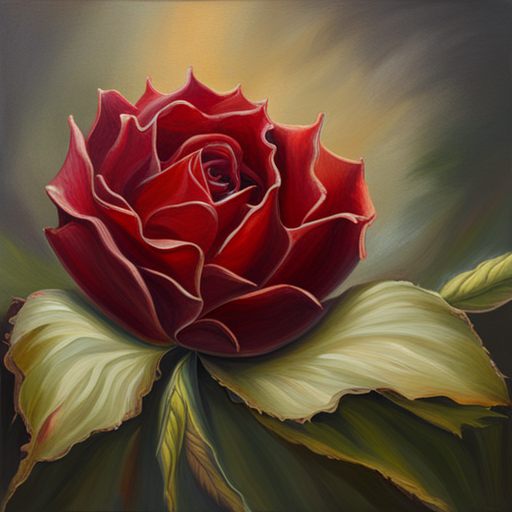 Romanticism, Still-Life, Oil Painting, Impressionism, Art Nouveau, Warm Lighting, Chiaroscuro, Emotional Symbolism, Thorns, Red Petals, Life Cycle, Fragility, Beauty, Nature