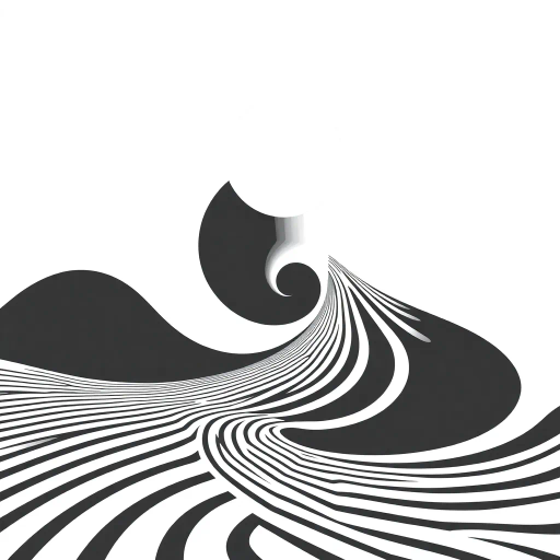 graphic-design, minimalistic, abstract, surrealism, symbolism, negative-space, organic-shapes, high-contrast, monochrome palette, sleek lines, Escher influences, dynamic curves, Bauhaus simplicity, thought-provoking, visual storytelling, harmonious balance, emotion underlined, geometric fluidity