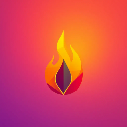 minimalistic, geometric shapes, vibrant colors, soft gradients, angular design, polygonal abstraction, abstract flame, warm palette, glowing effect, simplified forms, modern aesthetic, flat shading, contrasting hues, visual balance, dynamic composition, contemporary art, clean lines, symbolic warmth, ethereal glow, luminous intensity, stylized representation, Kandinsky influences, Bauhaus geometry, radiant ambiance, light interplay, serene energy, artistic refinement, crystalline textures, avant-garde fusion