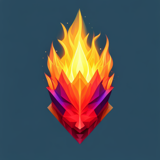 flames, triangular shapes, angular composition, faceted texture, digital art, low-poly modeling, 3D design, fiery colors, geometric forms, simplified form, minimalist design, sharp edges, dynamic movement, stylized flames, polygonal modeling