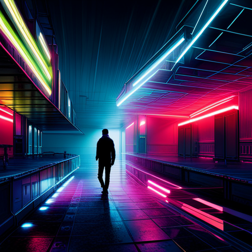 neon lights, cyberpunk, heist, animal crime, urban landscape, futuristic technology, digital art, bold colors, shadows, dynamic composition, high contrast, metallic textures, dystopian society, crime drama, dark atmosphere, perspective, movement, stealth, underground, surveillance, hacking, rebellion, science fiction