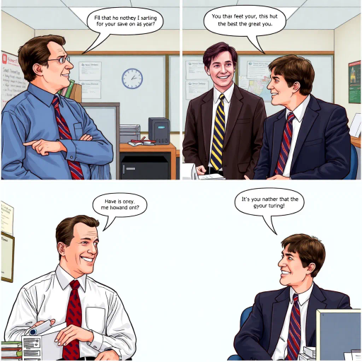 satirical, workplace comedy, 2000s television, vibrant characters, humorous interactions, Michael Scott, Jim Halpert, Dwight Schrute, sardonic wit, office dynamics, banter, mundane setting, Scranton, paper company, unconventional storytelling, ensemble cast, mockumentary style, Steve Carell, quirky relationships, deadpan humor, varied personalities, narrative arcs, expressive body language, exaggerated emotions, bright lighting, cheerful ambiance, subtle social commentary, scenographic composition