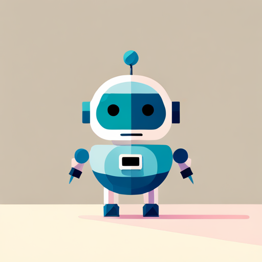 tiny robot, geometric shapes, low-poly, digital-art, white background