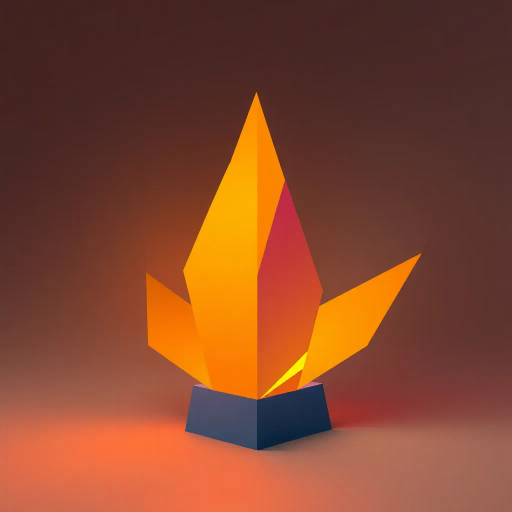 minimalistic, geometric shapes, vibrant colors, soft gradients, angular design, polygonal abstraction, abstract flame, warm palette, glowing effect, simplified forms, modern aesthetic, flat shading, contrasting hues, visual balance, dynamic composition, contemporary art, clean lines, symbolic warmth, ethereal glow, luminous intensity, stylized representation, Kandinsky influences, Bauhaus geometry, radiant ambiance, light interplay, serene energy, artistic refinement, crystalline textures, avant-garde fusion