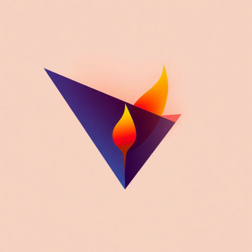 minimalistic, geometric shapes, vibrant colors, soft gradients, angular design, polygonal abstraction, abstract flame, warm palette, glowing effect, simplified forms, modern aesthetic, flat shading, contrasting hues, visual balance, dynamic composition, contemporary art, clean lines, symbolic warmth, ethereal glow, luminous intensity, stylized representation, Kandinsky influences, Bauhaus geometry, radiant ambiance, light interplay, serene energy, artistic refinement, crystalline textures, avant-garde fusion