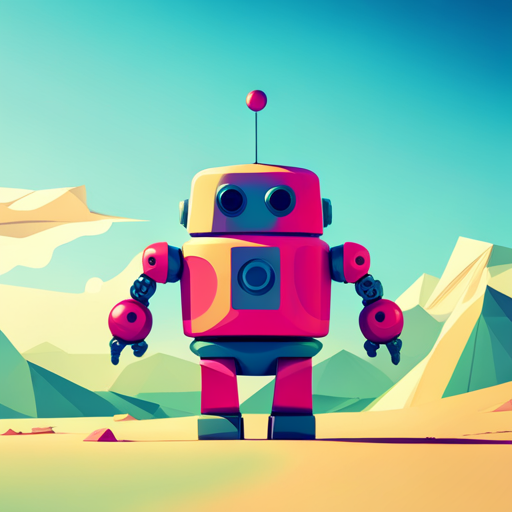 cute robot, front-facing view, geometric shapes, low-poly, rubber material