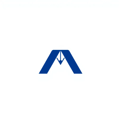 minimalist, bold, letter M, logo design, solid geometric shapes, V-shaped connectors, branching lines, hierarchy symbolism, indigo blue color palette, flat vector style, clean composition, modern SaaS branding, software aesthetics, white background, high-tech elegance, contemporary design, clarity, sleek presentation, geometric precision, corporate identity, monochromatic balance, visual hierarchy
