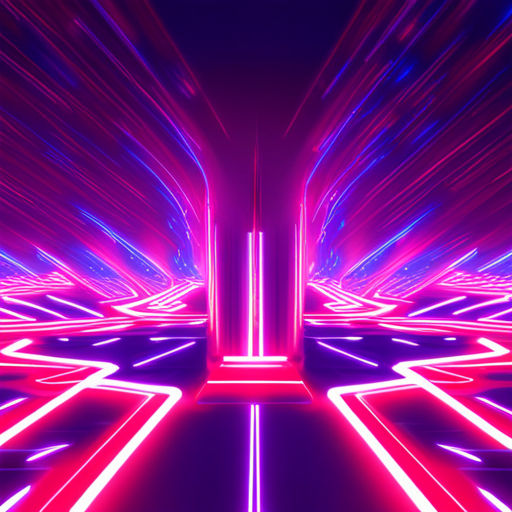 retro-futuristic, cyberpunk, arcade, neon lights, glitch art, generative art, video games, sparks, digital landscape, pixelated, colorful, dynamic movement, sci-fi