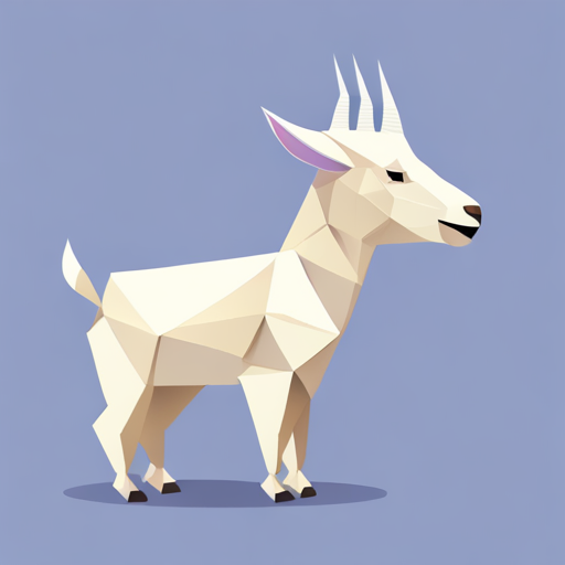 abstract design, vector graphics, low-poly modeling, small scale, goats, antlers, robots, white background