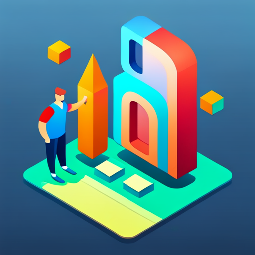 an isometric perspective of a plastic bot with geometric shapes, rendered using the low-poly technique and featuring vibrant colors as an app mascot, scale, robot art, pop art