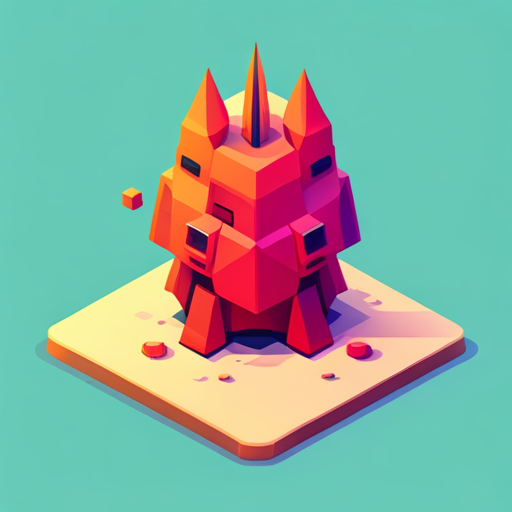 isometric, plastic, robot, technical, geometric, mascot, branding, design, low poly, angular, blocky