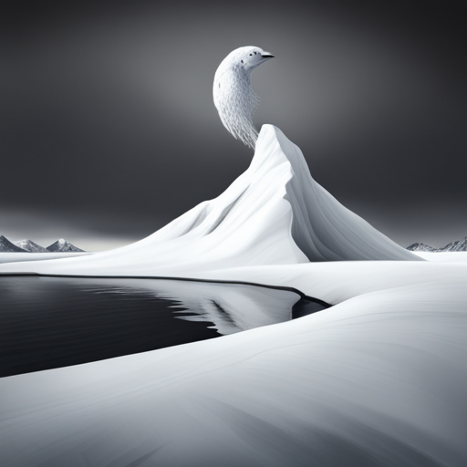 surrealism, winter, playful, monotone, graphical, Arctic waddle, animated, looping, ice, sliding, comedy