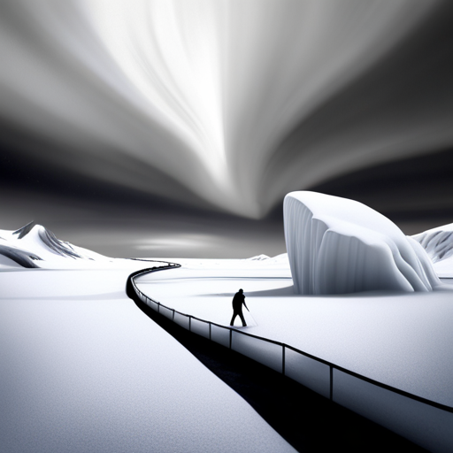 surrealism, winter, playful, monotone, graphical, Arctic waddle, animated, looping, ice, sliding, comedy