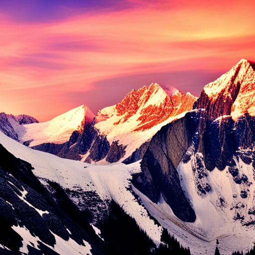 majestic peaks, dramatic vistas, natural symmetry, monochromatic palette, atmospheric perspective, epic scale, textured terrain, serene isolation, mountain ranges, grandeur, alpine glow, billowing clouds, rugged terrain, glacial formations, snowcapped peaks, jagged ridgelines