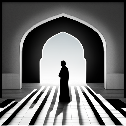 symbolic, masjid, rounded border, border shadow, clock, 04:10, caption, 7 minutes walking distance