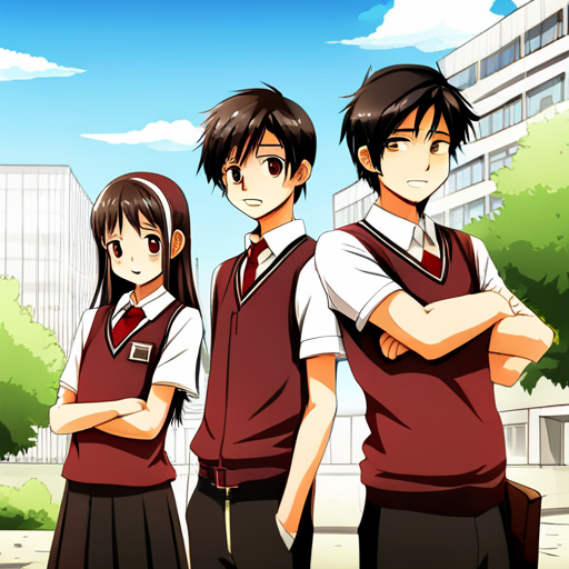 manga, character, illustration, teenager, friendship, group, school uniform, adolescence, relationships, coming-of-age, slice of life, emotions, school life