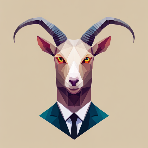 abstract, vector, low-poly, small, goat, antlers, robot