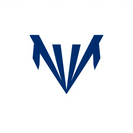 ultra minimalism, bold geometric design, clean lines, solid indigo color, #3D63DD, pure abstract letterform, modern vector aesthetics, white void background, symmetry, simplicity, mid-century modern influences, structural clarity, spatial balance, elegant composition, artistic reduction, iconic branding, visual harmony, shape exploration, vivid indigo contrast, negative space utilization, M letterform essence