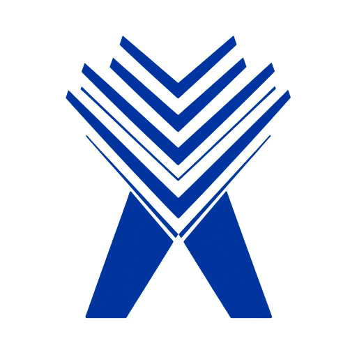 bold letter M, parallel strokes, tapering structure, upward hierarchy, indigo blue, geometric precision, vector design, minimalist aesthetic, structural elegance, balance and symmetry, clean composition, white background, modernist influences, Bauhaus geometry, minimal lines, disciplined form, artistic clarity, abstract expression, Kandinsky inspiration, harmonious contrast, flat color fields, innovative typographic elements, Swiss design principles, mid-century modern vibes