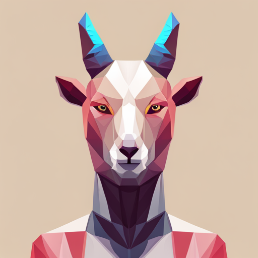 abstract, vector, low-poly, small, goat, antlers, robot