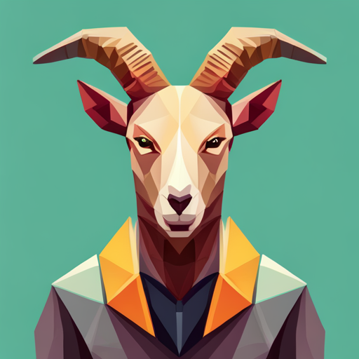 abstract, vector, low-poly, small, goat, antlers, robot