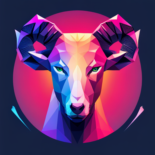 abstract, vector, goat, robot, futuristic, neon, pop-art, 3d-modeling, geometric-shapes