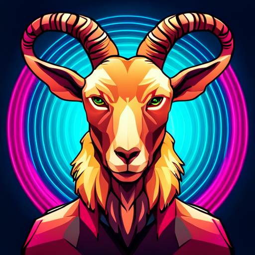 abstract, vector, goat, robot, futuristic, geometric shapes, vibrant colors, digital manipulation, mechanical, graphical elements