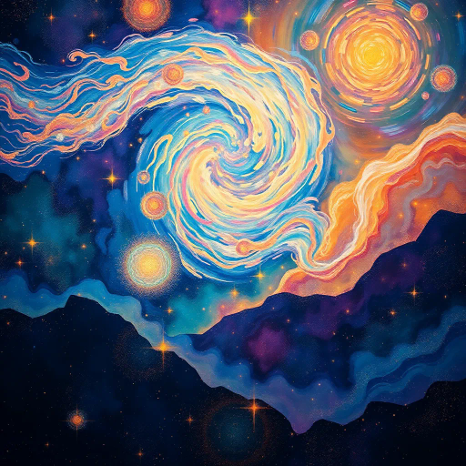 whimsical journey, ethereal dust, swirling tendrils, misty atmosphere, Claude Monet, dreamlike landscapes, hues of lavender and gold, mystical ambiance, surreal textures, canvas medium, impressionist strokes, cascading particles, gentle movement, mysterious allure, enigmatic presence, atmospheric depth, enchanting twilight, luminescent glow, transcendent beauty, otherworldly scene, delicate blending, spiritual essence