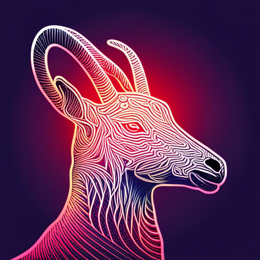 abstract, vector art, goats, robots, futuristic, neon, glitch art, geometric shapes, purple and green, cyberpunk style, surrealism