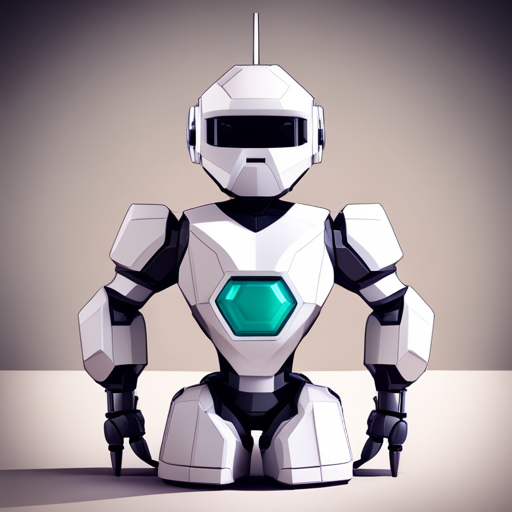 Minimalist, geometric robot sculpture, evoke cuteness with simplicity, emphasizing low-poly texture using white space, light sources and geometric shapes