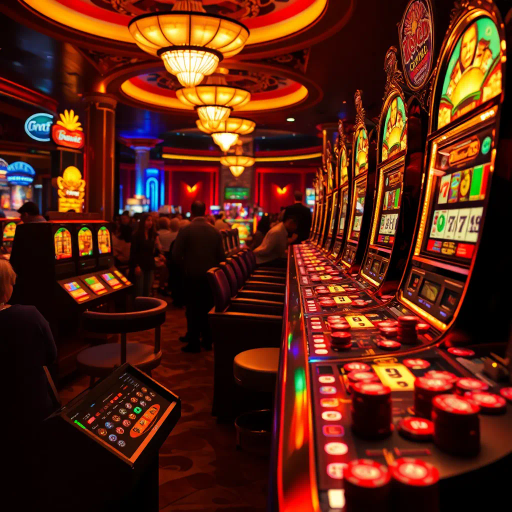 casino game, hyper-realistic, dazzling lights, glimmering slot machines, chips, vibrant colors, Monet's brushstrokes, chiaroscuro lighting, dynamic composition, luxurious velvet textures, mid-century modern influences, playful atmosphere, immersive realism, reflective surfaces, high contrast, bustling crowd, emotional tension, opulent golds, strategic elements, kaleidoscope of shapes, intricate details, perspective shift, artistic metamorphosis, art deco inspiration, cinematic framing, surreal movement, cultural fusion, thematic exploration, conceptual depth