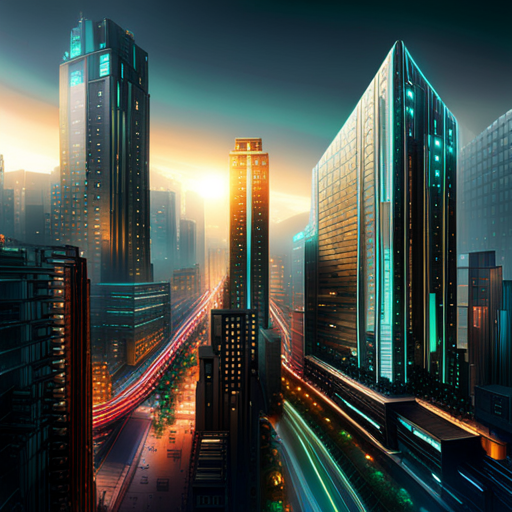 futuristic, sci-fi, city, nature, cyberpunk, dystopian, urban, technology, skyscrapers, neon lights, digital art, pollution, advanced, civilization, organic, integration, artificial intelligence, dark alleys, nature reclamation, post-apocalyptic, contrast, vibrant colors, futuristic vehicles, illuminated signs, high-rise buildings, futuristic flora, neon cityscape