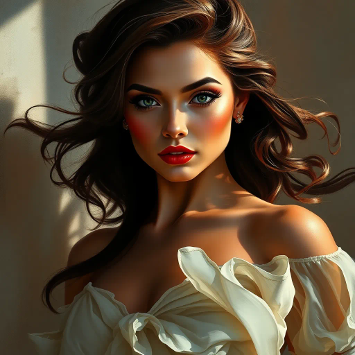 voluptuous figures, ethereal beauty, sultry allure, warm hues, intricate details, seduction, lush textures, soft lighting, contemporary vision, dynamic curves, artistic expression, empowered femininity, bold composition, sensual flow, modern elegance, flirtatious charm, vivid contrasts, expressive form, artistic liberation, fluid movement