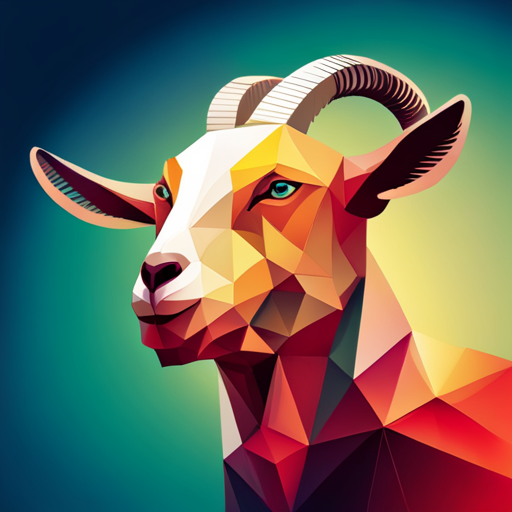 abstract, vector, goat, robot, futuristic, neon, pop-art, 3d-modeling, geometric-shapes