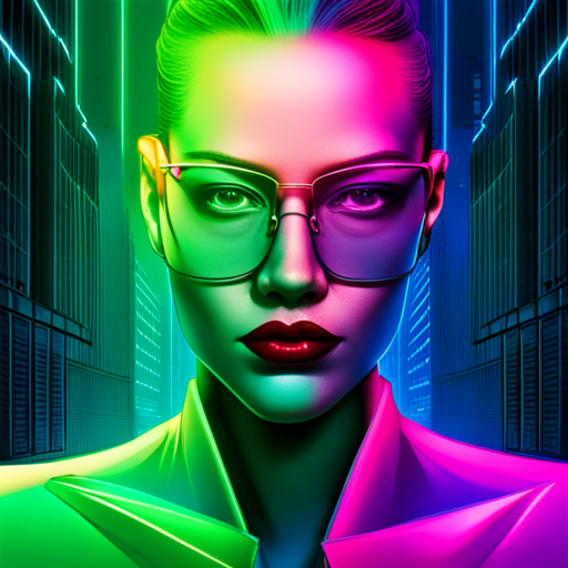 cyberpunk, neon lights, dystopian future, desert wasteland, post-apocalyptic, fashion accessory, reflection, utility, UV protection, surreal, bold colors, angular shapes, high contrast, rugged materials, futuristic design