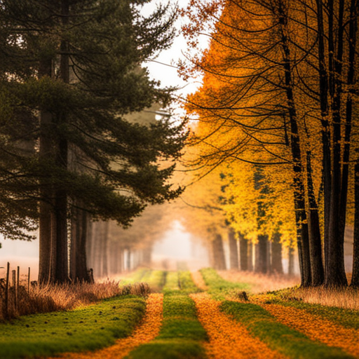 fall foliage, golden sunlight, misty mornings, vibrant colors, harvest season, pumpkin patches, cozy sweaters, crisp air, changing leaves, bonfire gatherings